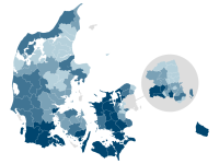 Landkort, der viser, at flest består ikke dansk og matematik i sønderjyske og vest-og sydsjællandske kommuner